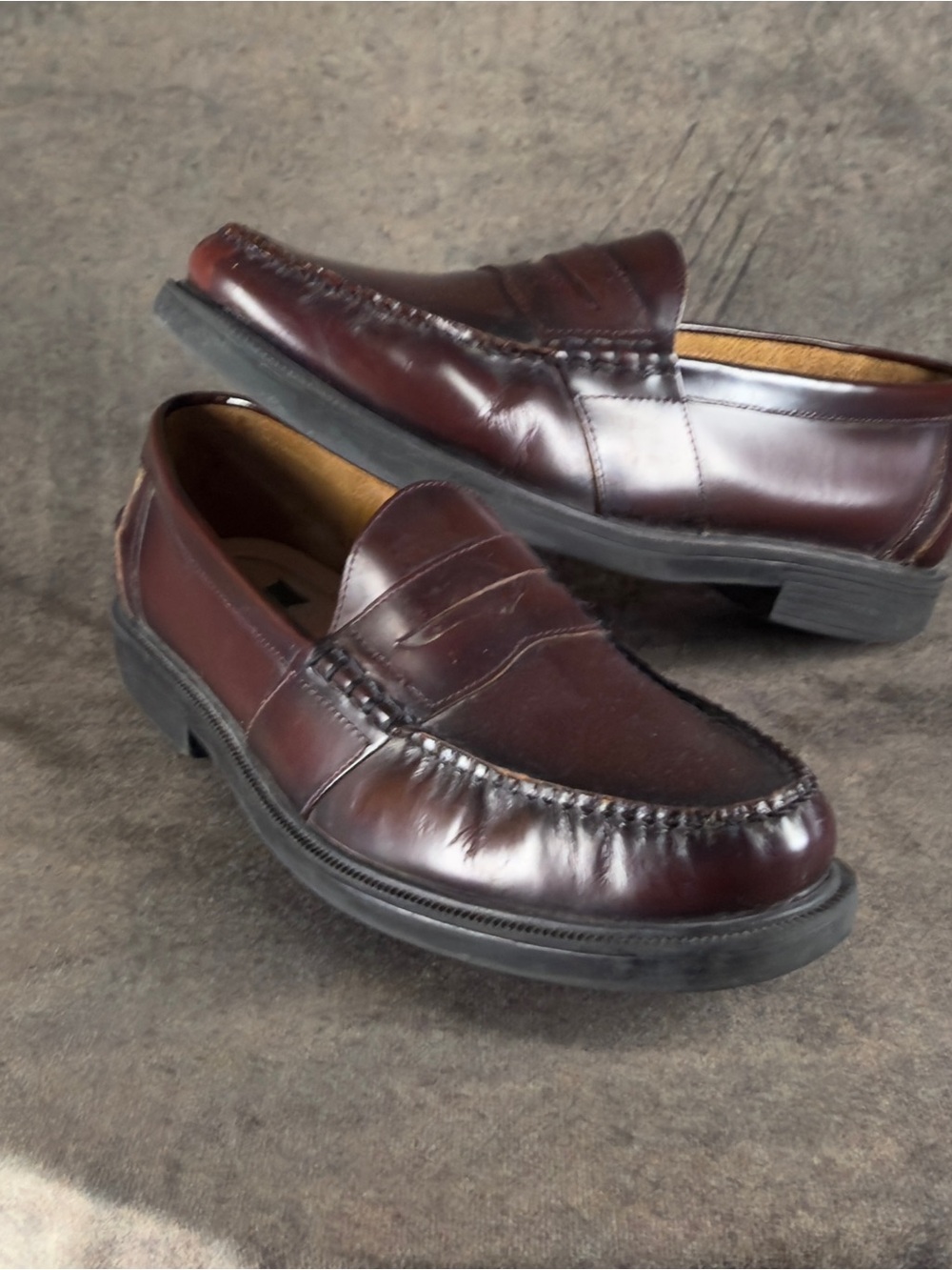 Nunn Bush Burgundy Leather Penny Loafers